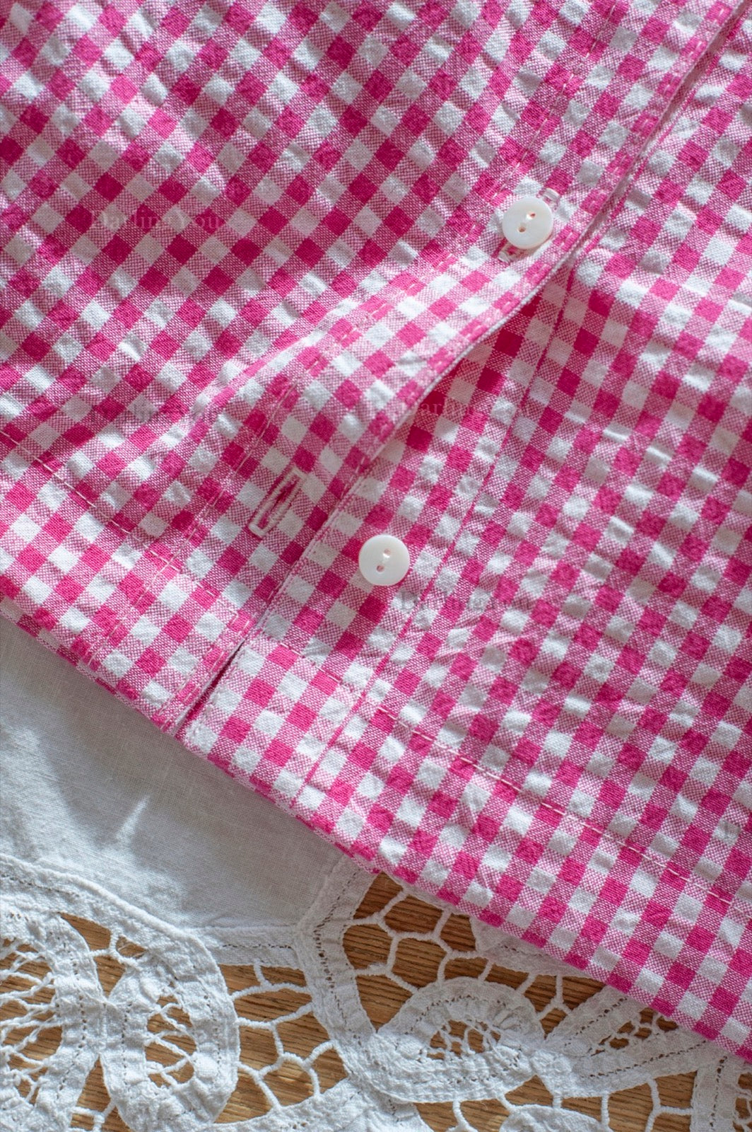 06. Ready to Smock Pleated Dress (Seersucker Gingham) for Kids - Short Sleeves
