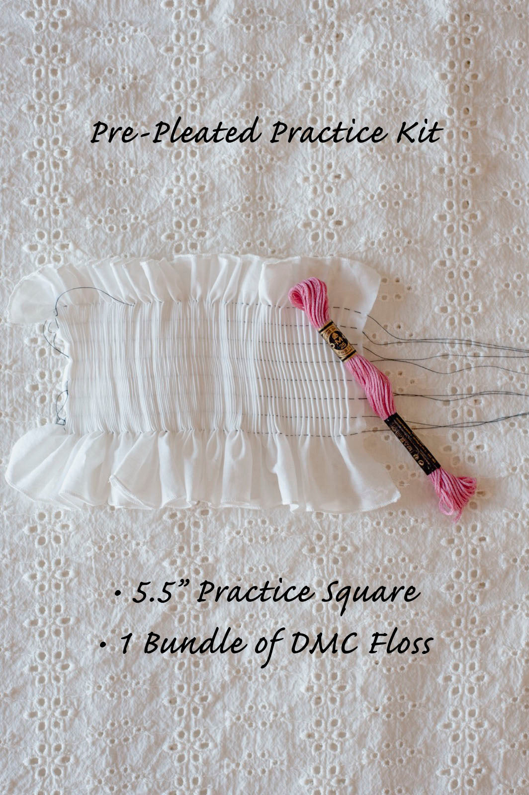 06. Ready to Smock Pleated Dress (Seersucker Gingham) for Kids - Short Sleeves