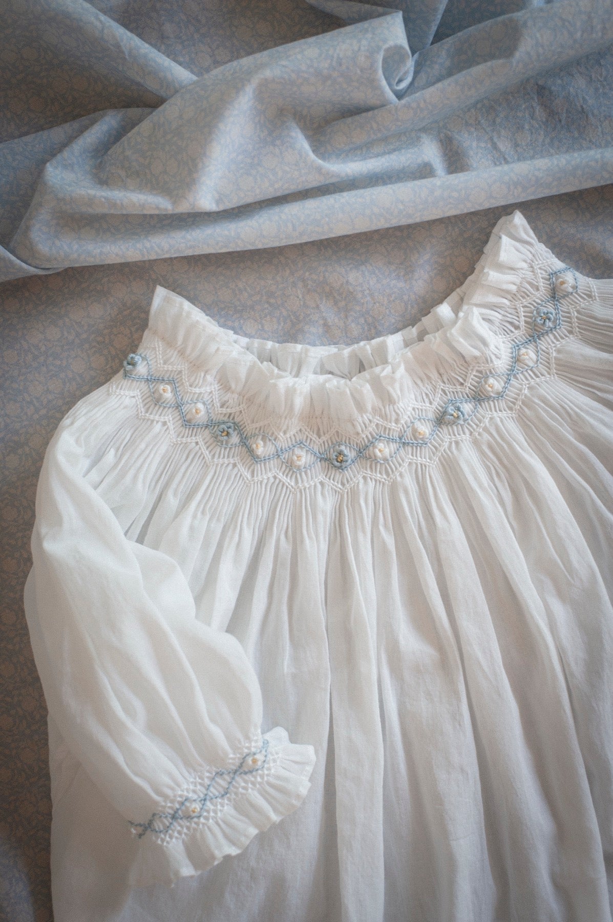 00. Le Jardin Hand Smocked Dress (XS) - Forget Me Not (Ready to Ship)