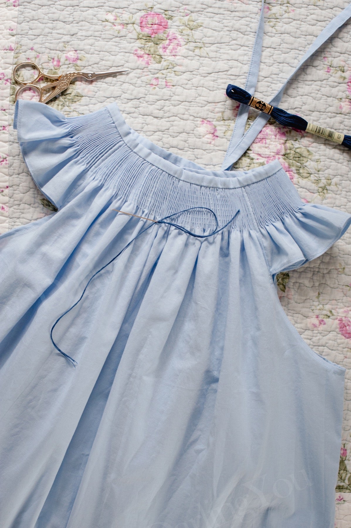 Ready to Smock Pleated Dress Kit. Unique gifts for little girls. does not include DMC threads.